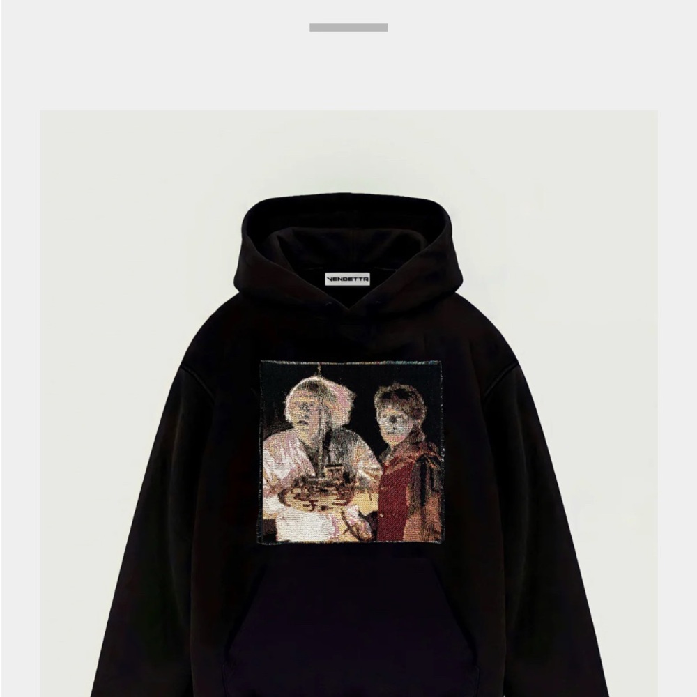Black Graphic Hoodie with Unique Back to the Future Design